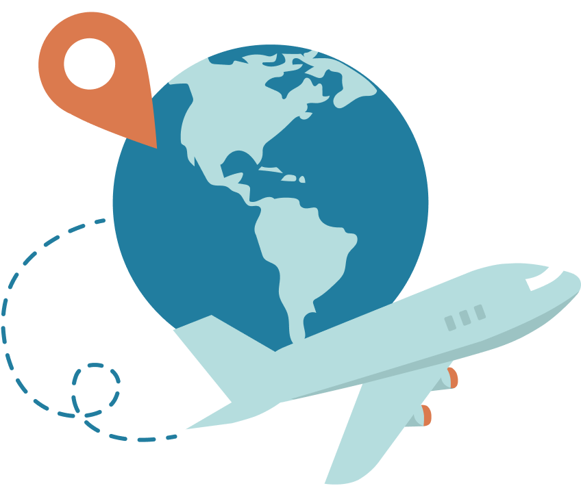 airplane flying around the world